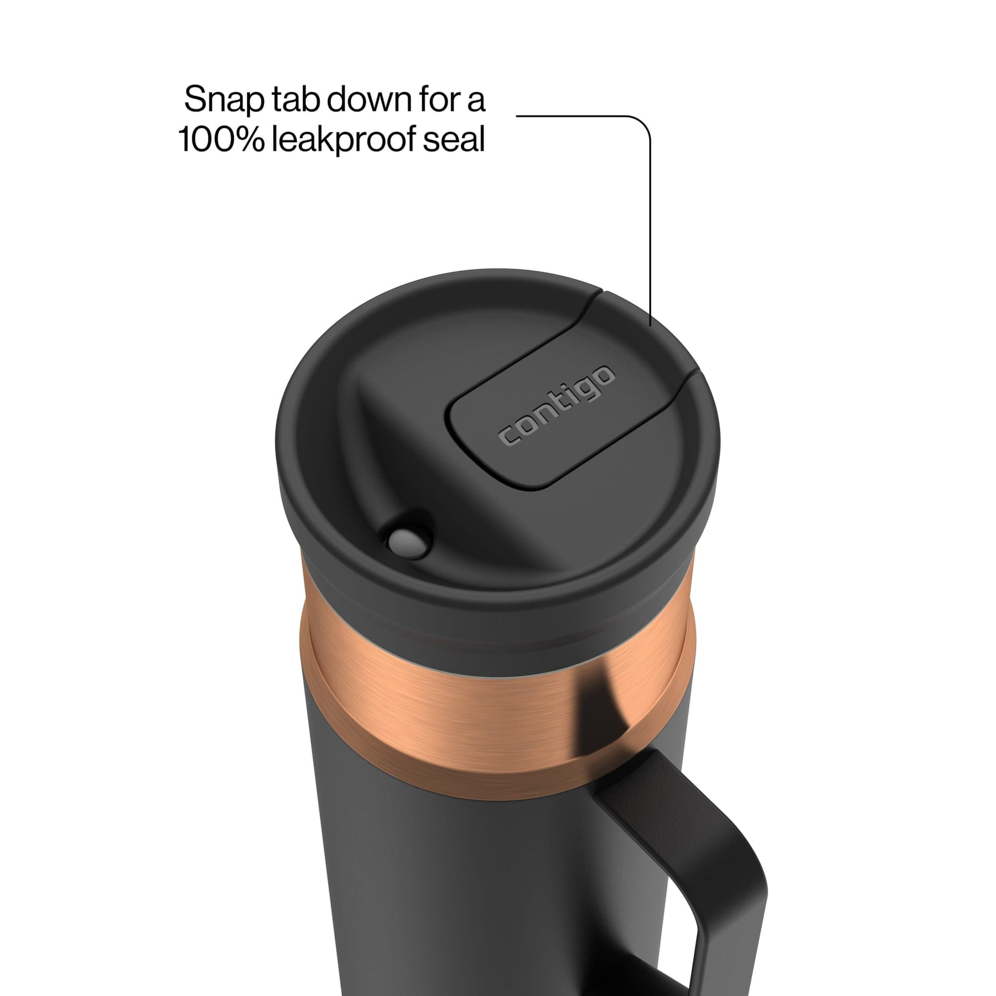 Contigo 20 oz Stainless Steel Travel Mug Tumbler – Leak-Proof Insulated Coffee Mug, Keeps Drinks Hot, Side Handle, Black/Bronze