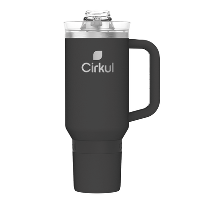 (3 pack) Cirkul 40oz All-Day StrawSip Double-Wall Insulated Stainless Steel Tumbler with Handle, Carbon (Black)