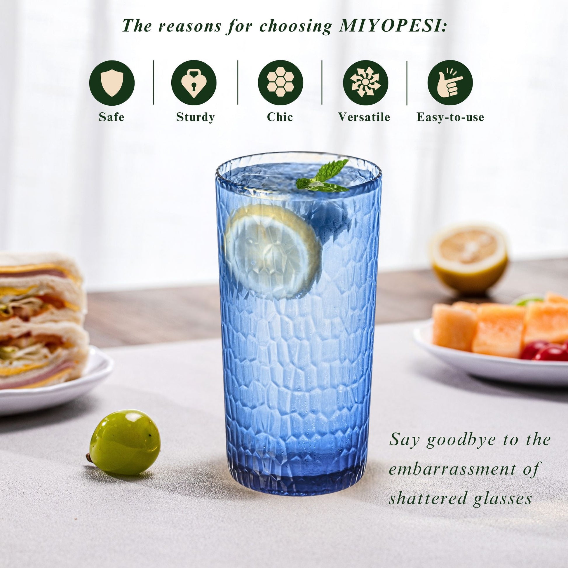 MIYOPESI 22oz Colorful Acrylic Glasses Drinkware (Set of 8), Honeycomb BPA-Free Shatter-Proof Plastic Tumblers