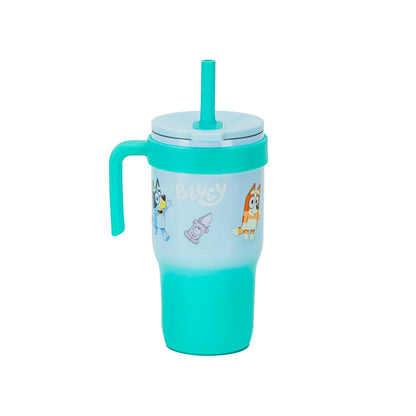 (2 pack) Zak Designs Bluey Kids Insulated Tumbler with Straw, 18oz Stainless Steel Leak-Proof Cup with Handle