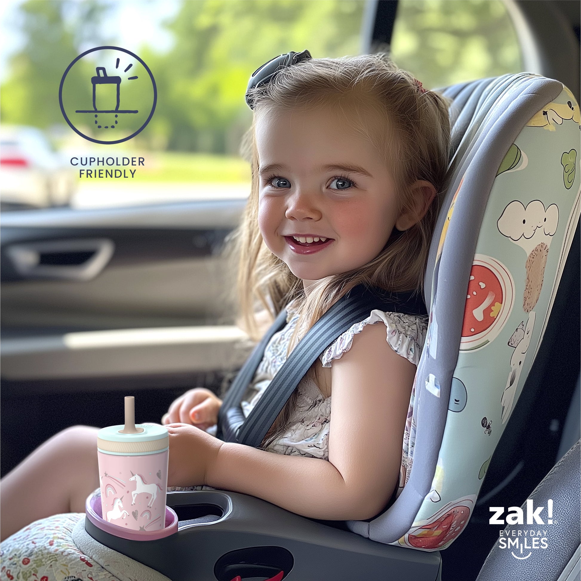 Zak Designs 12oz and 15oz Kelso Straw Tumbler Set, 12oz Stainless Steel and 15oz Plastic, 2 Cups and 1 Bonus Straw, Leakproof and Perfect for Kids, Campout and Camping