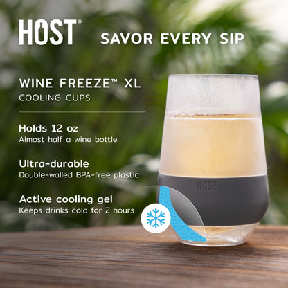Host Freeze XL Cooling Cup, Double Wall Insulated Tumbler, 12oz, Set of 4