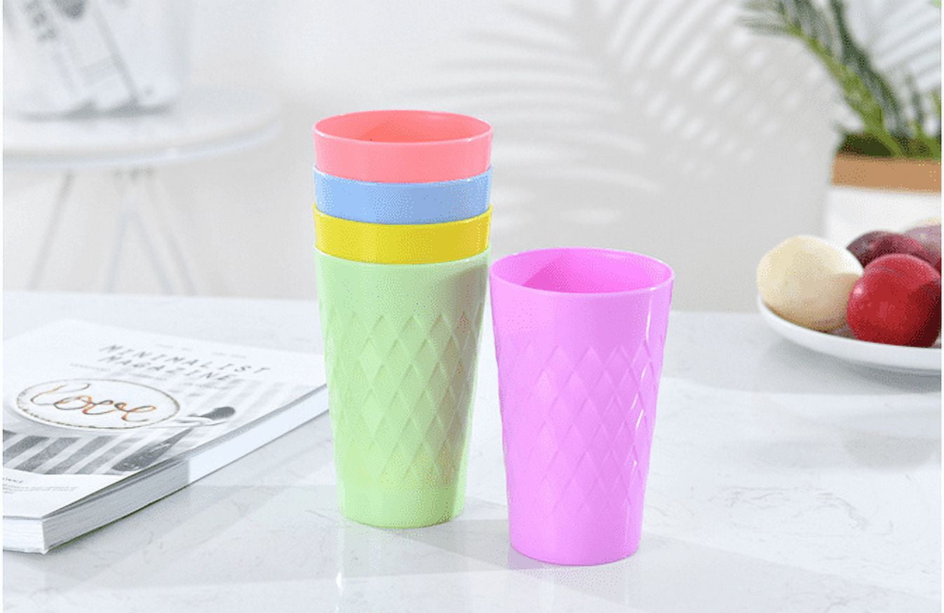Tumblers Reusable Drinking Cups, Set of 12 Unbreakable BPA Free Dishwasher Safe for Kids Adults Home Party Cups Indoor Outdoor Use, 4 Assorted Colors