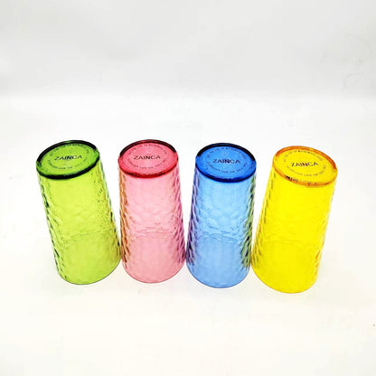 ZAINCA Hammered 24 ounce Plastic Drinking Tumbler Acrylic Glasses, Set of 8 Multicolor