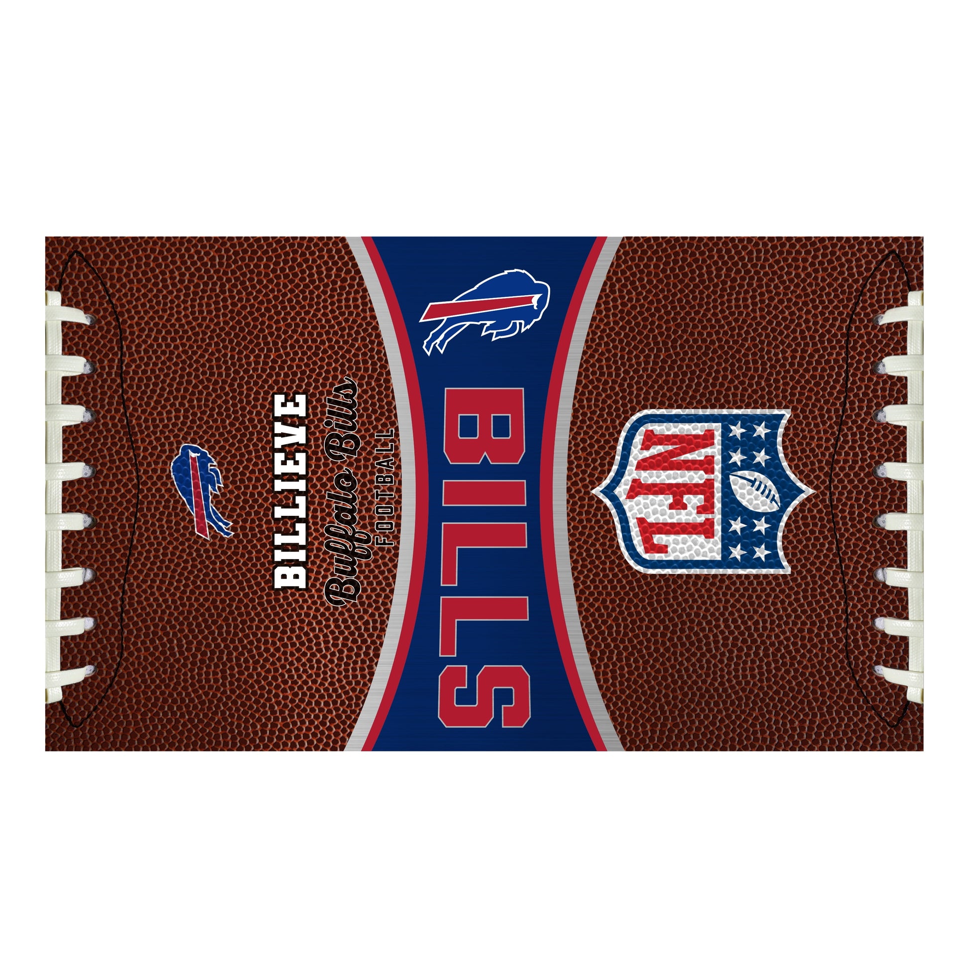 Buffalo Bills 18 ounce vacuum insulated stainless steel team tumbler with Gameball graphic wrap