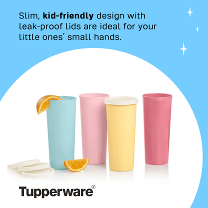 Tupperware 16 oz Plastic Tumbler Set with Lids, Assorted Colors (Set of 12)