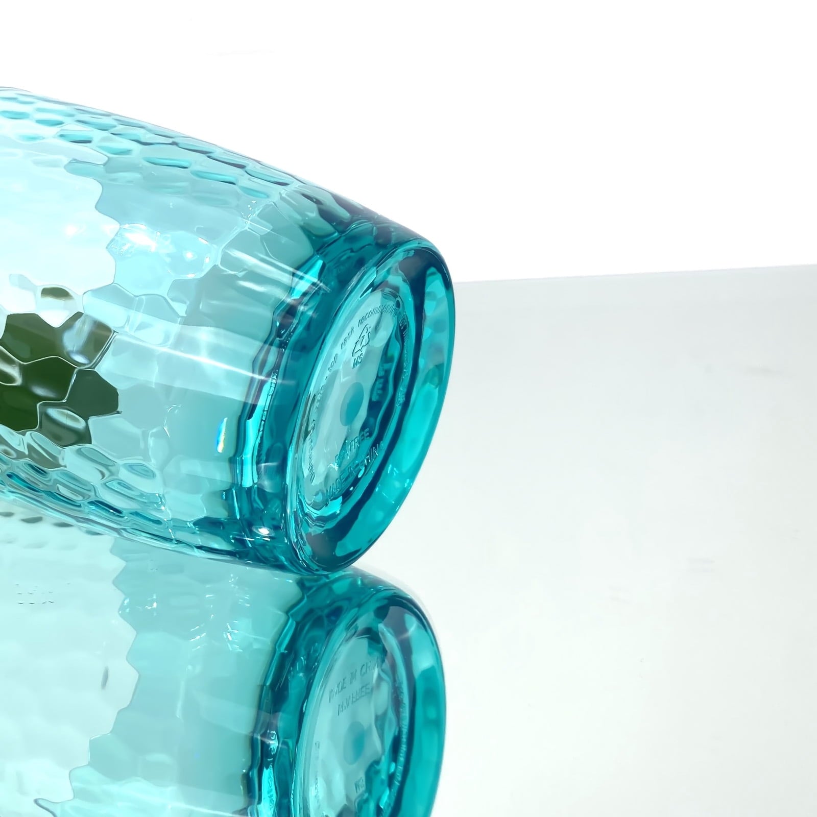Set of 6 Hammered Style 15-ounce/430ml Acrylic Glasses Plastic Tumbler,BPA Free,Dishwasher Safe (Teal)