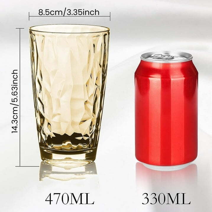 SOFTGAS 16 oz Plastic Tumblers Drinking Glasses, Clear Acrylic Drinking Cups Wine Glasses Beverage Cups Tumbler for Poolside Party, Outdoor&Indoor, Stackable, Easy to Clean, Large Capacity 4 Pcs