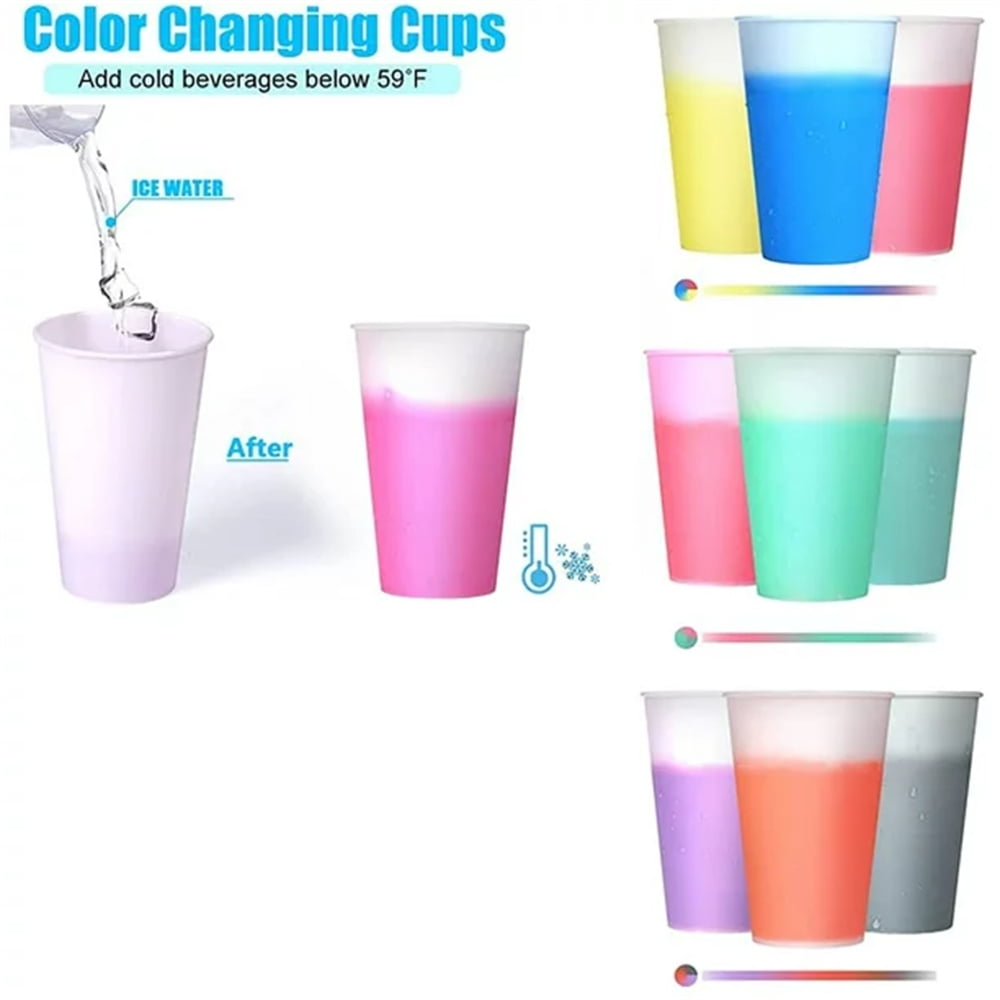 NOGIS 12oz Color Changing Cups Plastic Tumblers with Lids and Straws for Kids Spill Proof, 10pcs Reusable Summer Cold Drink Cups,Iced Coffee Tumblers/Party Cup