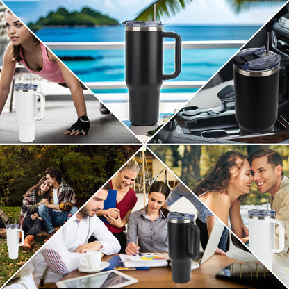 AYAOQIANG 40 oz Tumbler with Handle and Straw Lid Insulated Tumblers Cups with Lids Straws Double Wall Vacuum Leak Proof Stainless Steel 40oz Tumbler Travel Mug Gifts for Men or Women