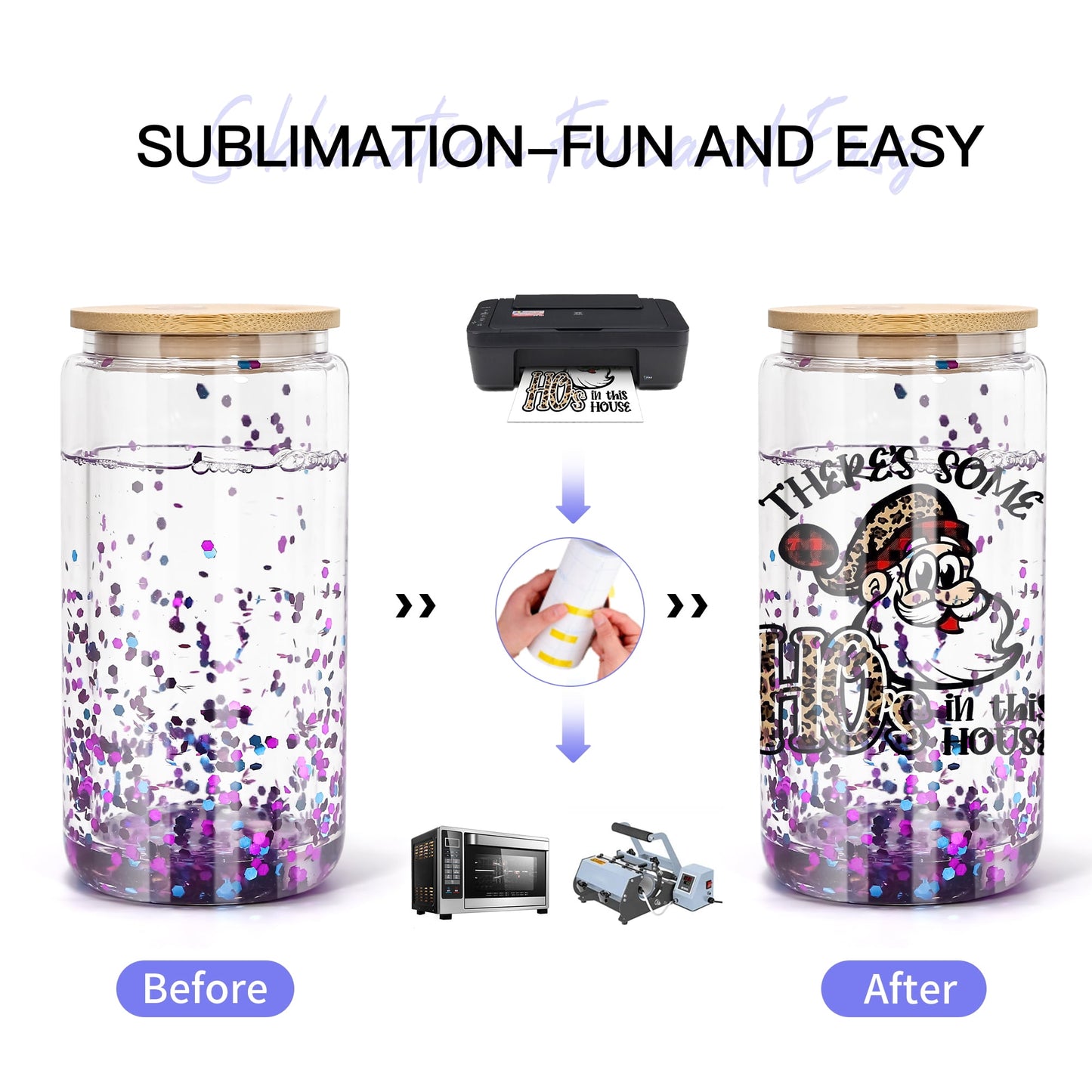 AGH 16oz Sublimation Snow Globe Glass Can Shaped Tumblers with Bamboo Lids and Straws - 25 Pack, Duble Wall Blank Beer Can Clear Glass Ice Coffee Cups with Pre Drilled Hole for Snow Globe DIY