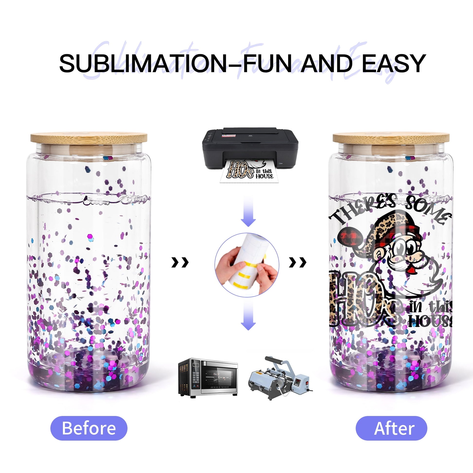 AGH 16oz Sublimation Snow Globe Glass Can Shaped Tumblers with Bamboo Lids and Straws - 25 Pack, Duble Wall Blank Beer Can Clear Glass Ice Coffee Cups with Pre Drilled Hole for Snow Globe DIY