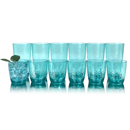 Set of 6 Hammered Style 15-ounce/430ml Acrylic Glasses Plastic Tumbler,BPA Free,Dishwasher Safe (Teal)