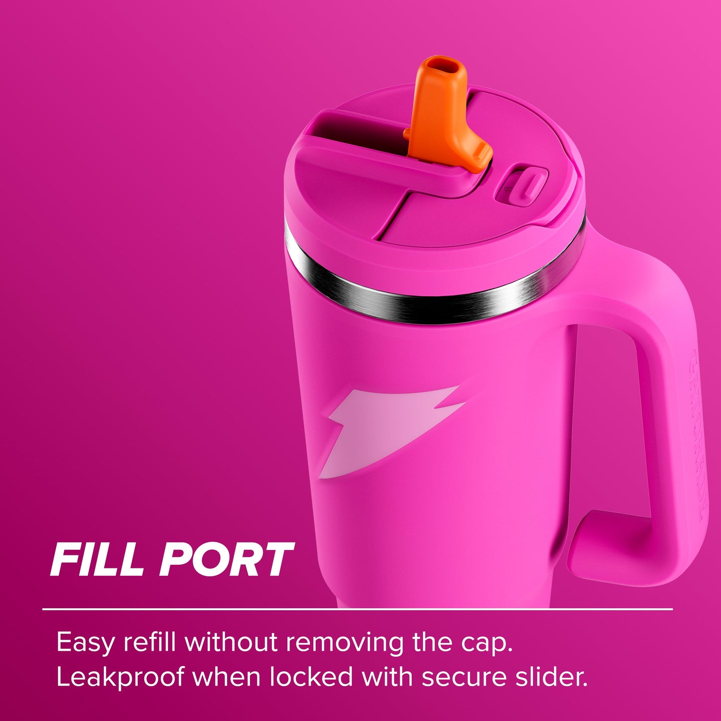 Gatorade Crossover Stainless Steel Tumbler Bottle, Pink, Double-Wall Insulation, 36 fl oz​