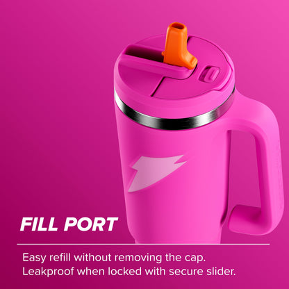 Gatorade Crossover Stainless Steel Tumbler Bottle, Pink, Double-Wall Insulation, 36 fl oz​