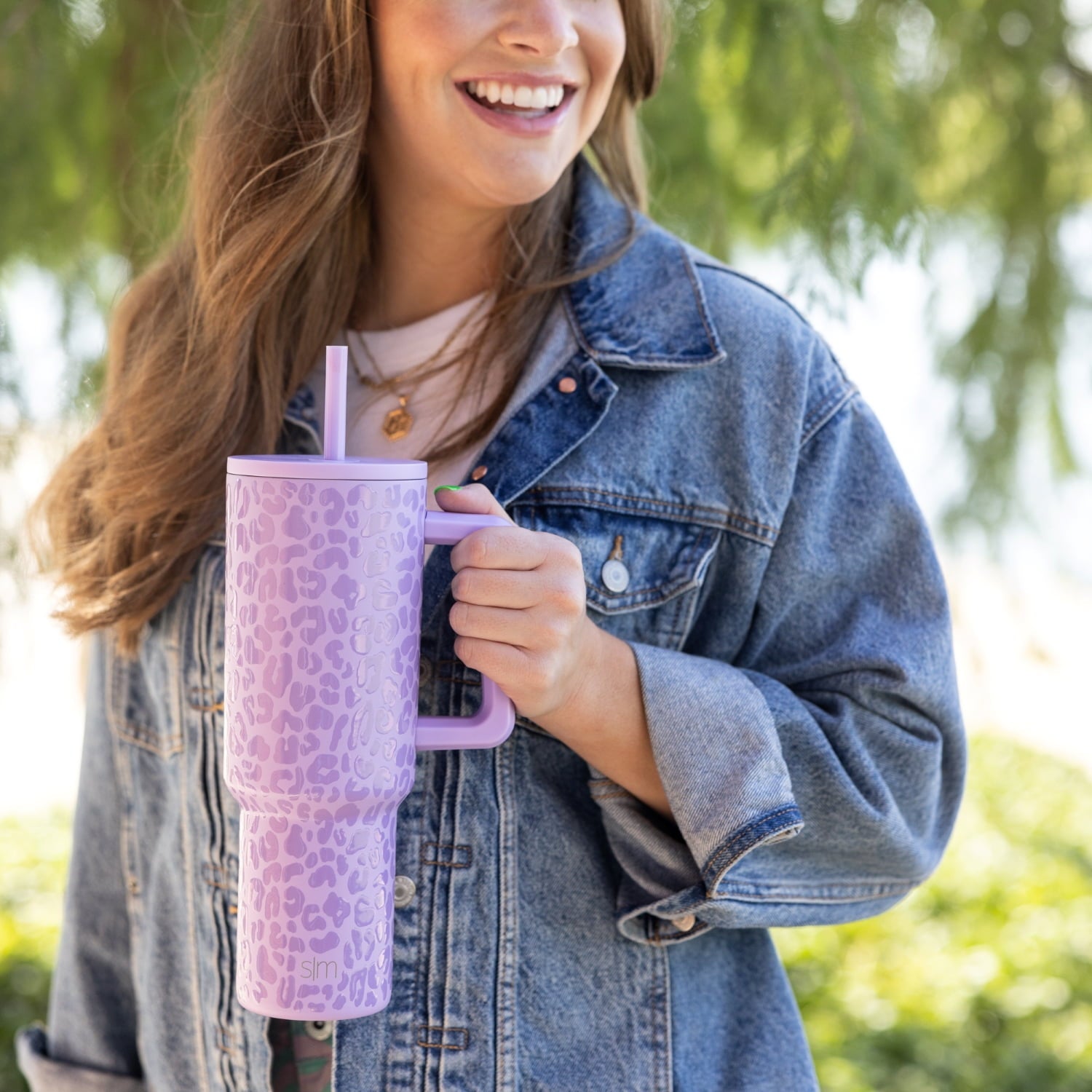 Simple Modern 40 fl oz Insulated Stainless Steel Trek Tumbler with Straw Lid | Electric Lavender Leopard