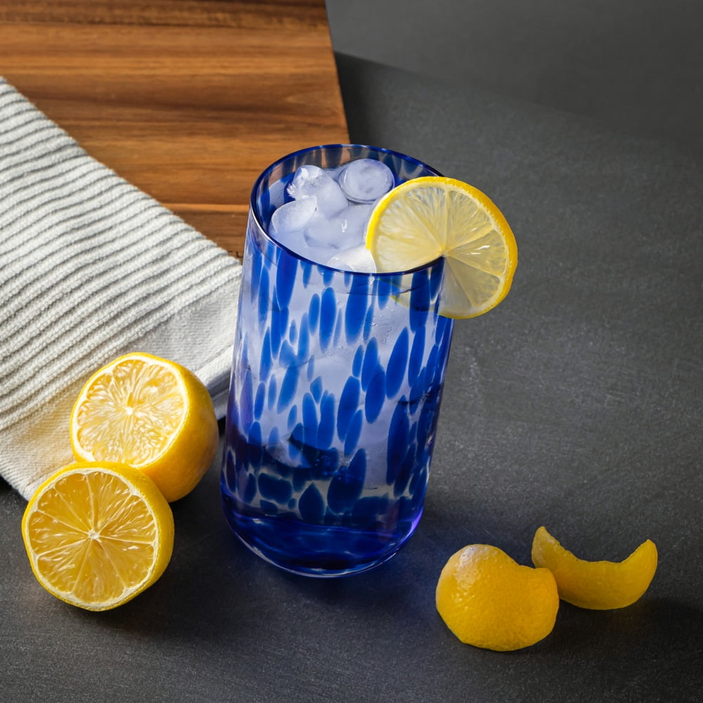 Thyme & Table 20 fl oz Blue Tortoise Drinking Glasses, Set of 6