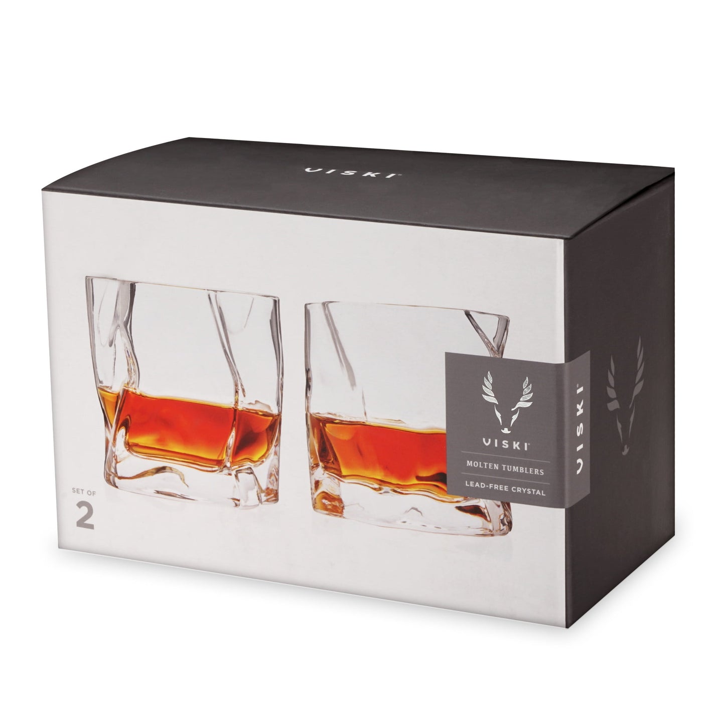 Viski Molten Tumblers, Bourbon, Whiskey Glasses, Mens Gifts, 9.5oz Set of 2