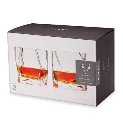 Viski Molten Tumblers, Bourbon, Whiskey Glasses, Mens Gifts, 9.5oz Set of 2