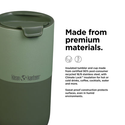 Klean Kanteen Rise Lowball Tumbler - Dishwasher-Safe Stainless Steel Tumbler for Hot & Cold Beverages - Features Splash-Proof Flip Lid - 10 oz, Asphalt