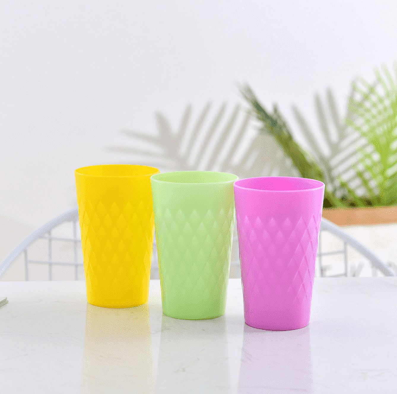 Tumblers Reusable Drinking Cups, Set of 12 Unbreakable BPA Free Dishwasher Safe for Kids Adults Home Party Cups Indoor Outdoor Use, 4 Assorted Colors