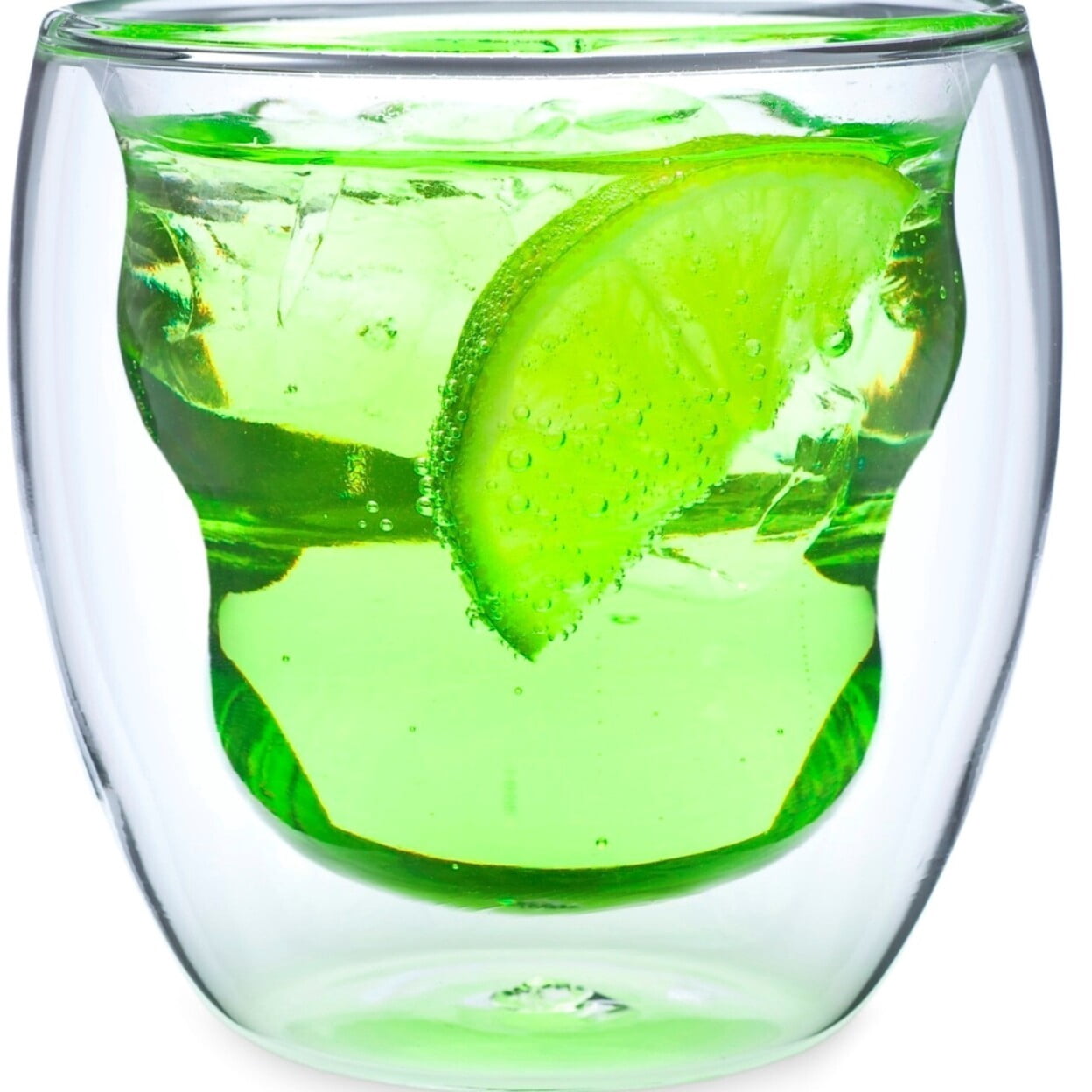 Curva Artisan Series Double Wall Beverage Glasses and Tumblers - Set of 4 Unique 8 oz Drinking Glasses