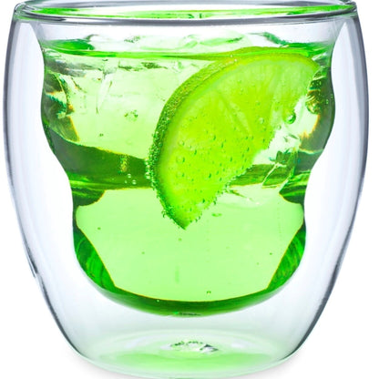 Curva Artisan Series Double Wall Beverage Glasses and Tumblers - Set of 4 Unique 8 oz Drinking Glasses