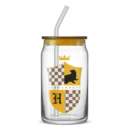 Harry Potter House Crests Tumbler Glasses with Lids, 16-Ounce, Set of 4
