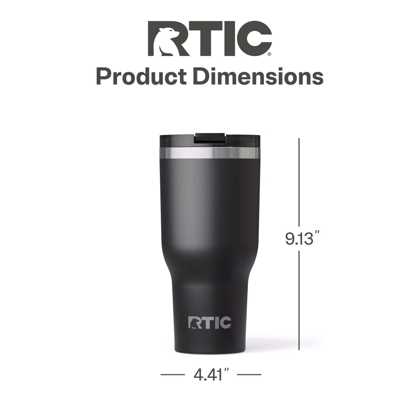 RTIC 40 oz Ceramic Lined Insulated Essential Tumbler, Leak-Resistant Lid, Black