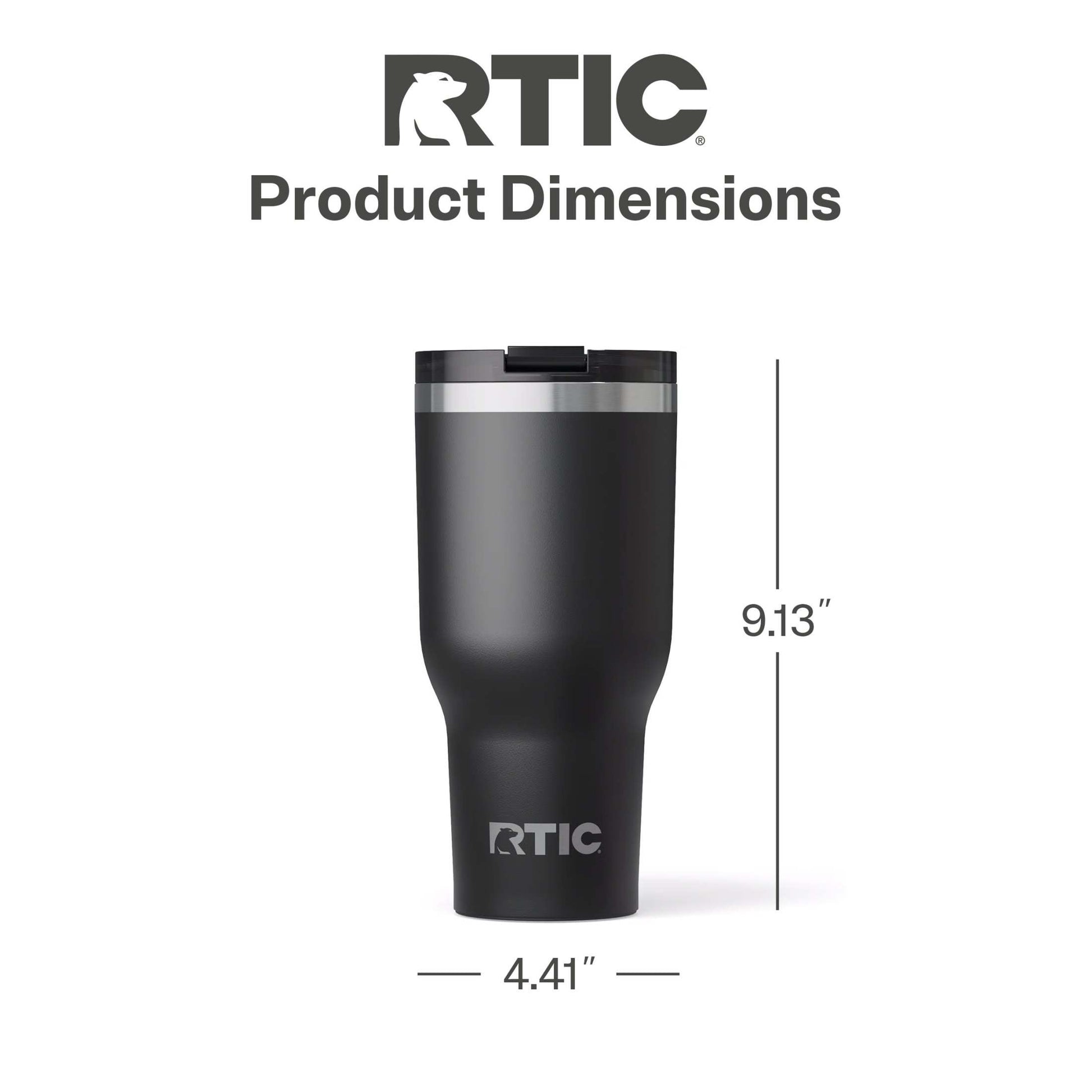 RTIC 40 oz Ceramic Lined Insulated Essential Tumbler, Leak-Resistant Lid, Black