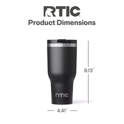 RTIC 40 oz Ceramic Lined Insulated Essential Tumbler, Leak-Resistant Lid, Black