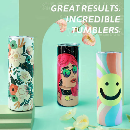 HTVRONT 8 Pack Sublimation Tumblers - Sublimation Blanks Tumbler 20 OZ Skinny - Stainless Steel Sublimation Tumblers with Box, Paper and Straw