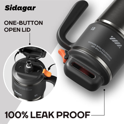 Sidagar 32 oz Stainless Steel Vacuum Insulated Tumbler with Straw and Handle,  Obsidian Black