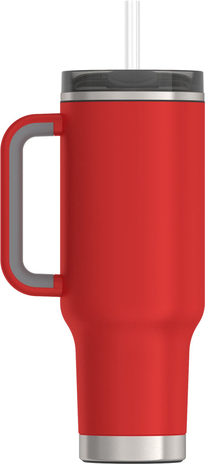 Thermos 40 oz Stainless Steel Cupholder Mug w/ Straw Crimson