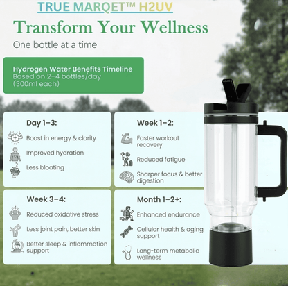 H2FLOW Hydrogen Water Tumbler | 3000 PPB Molecular H2 | Titanium/Platinum Electrodes | Leakproof Large Hydrogen Bottle 1000 mL
