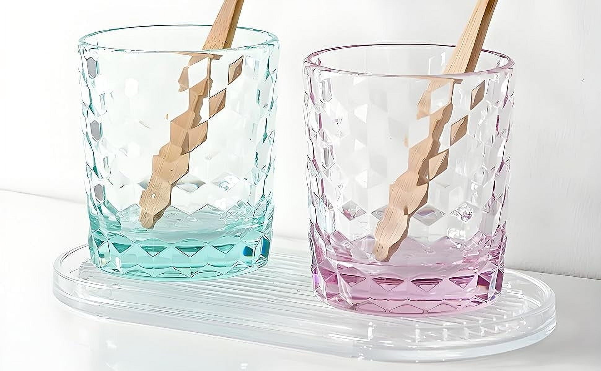 8 Oz 6-Piece Unbreakable Drinking Glasses Tritan Plastic Tumblers Dishwasher Safe BPA Free Small Acrylic Juice Glasses for Kids Plastic Water Glasses (8 Oz 6 Pieces Light Blue)