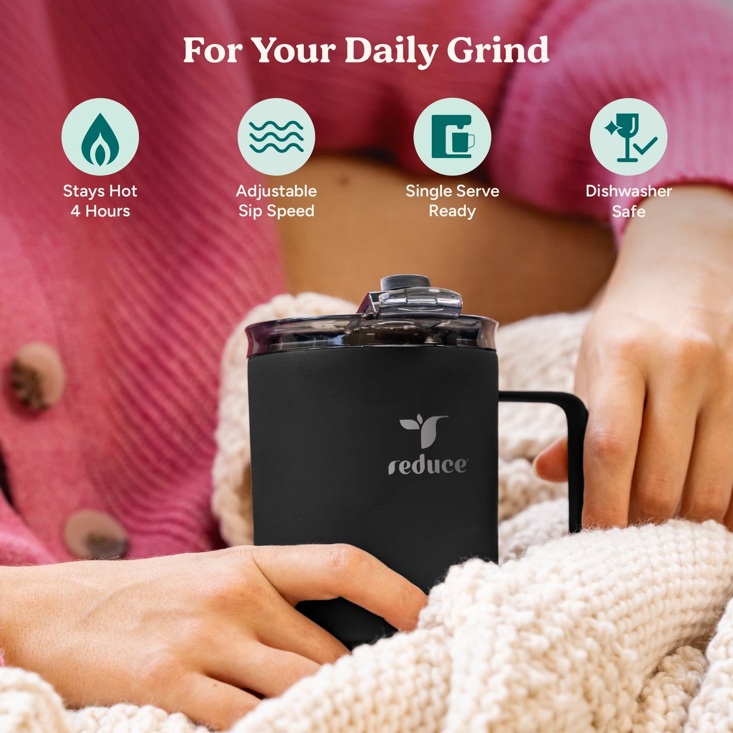 (3 pack) Reduce Hot1 14 oz Stainless Steel Insulated Tumbler with Lid – Black