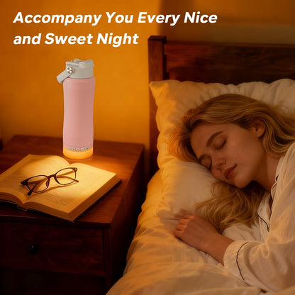 MYONAZ Insulated Water Bottle with Lantern, 18oz Stainless Steel Tumbler with Detachable Camping Light for Night Activities(Pink)