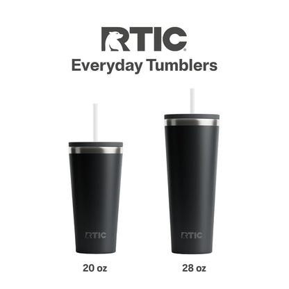 RTIC 28 oz Ceramic Lined Everyday Tumbler, Spill-Resistant Straw Lid, Black Cherry Metallic