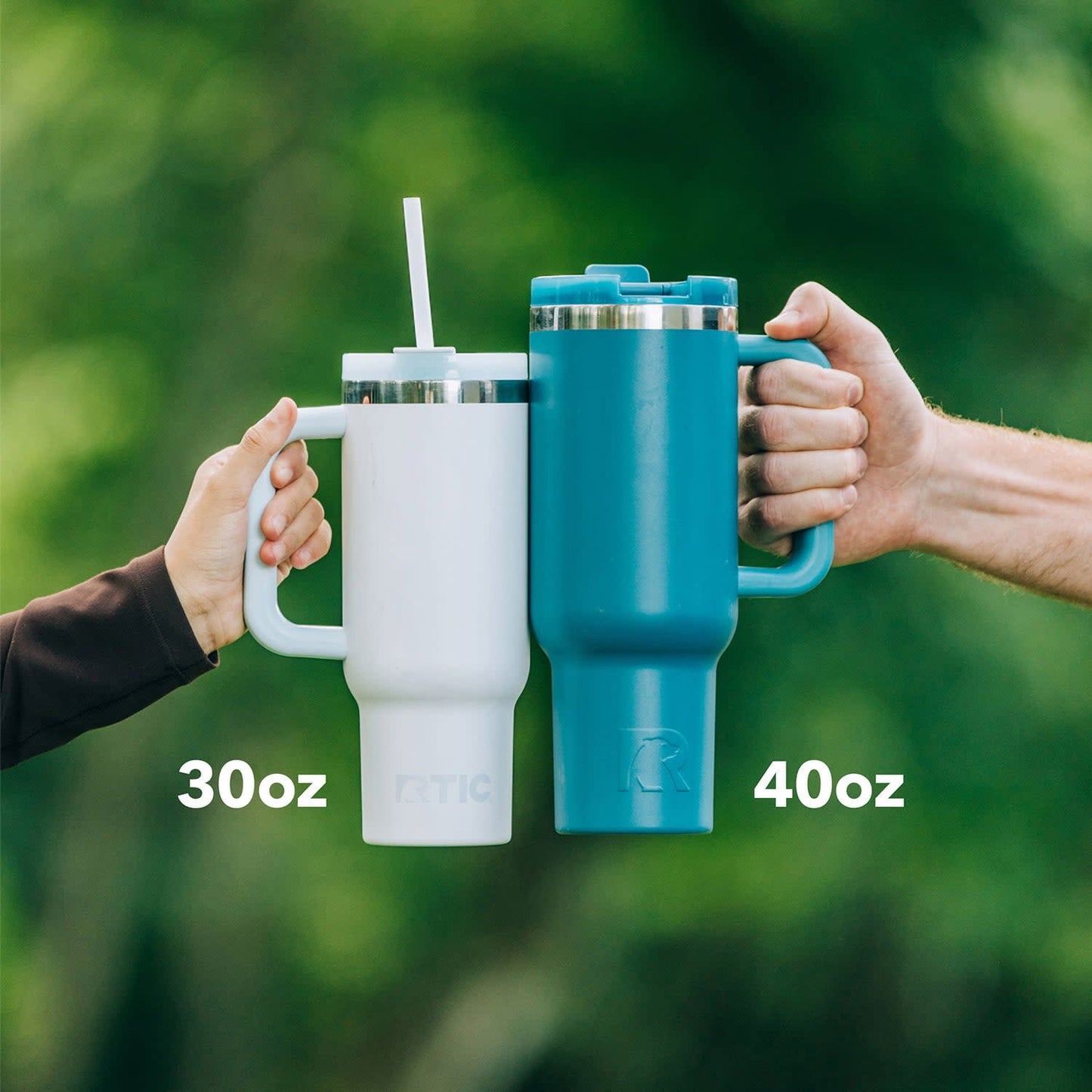 RTIC 30 oz Ceramic Lined Road Trip Tumbler with Handle and Leak-Resistant Straw Lid, Beach