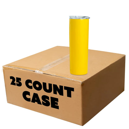 Makerflo Yellow 20 oz Skinny Powder Coated Tumbler (25 Pack) Ideal for DIY Crafts -Laser Engraving