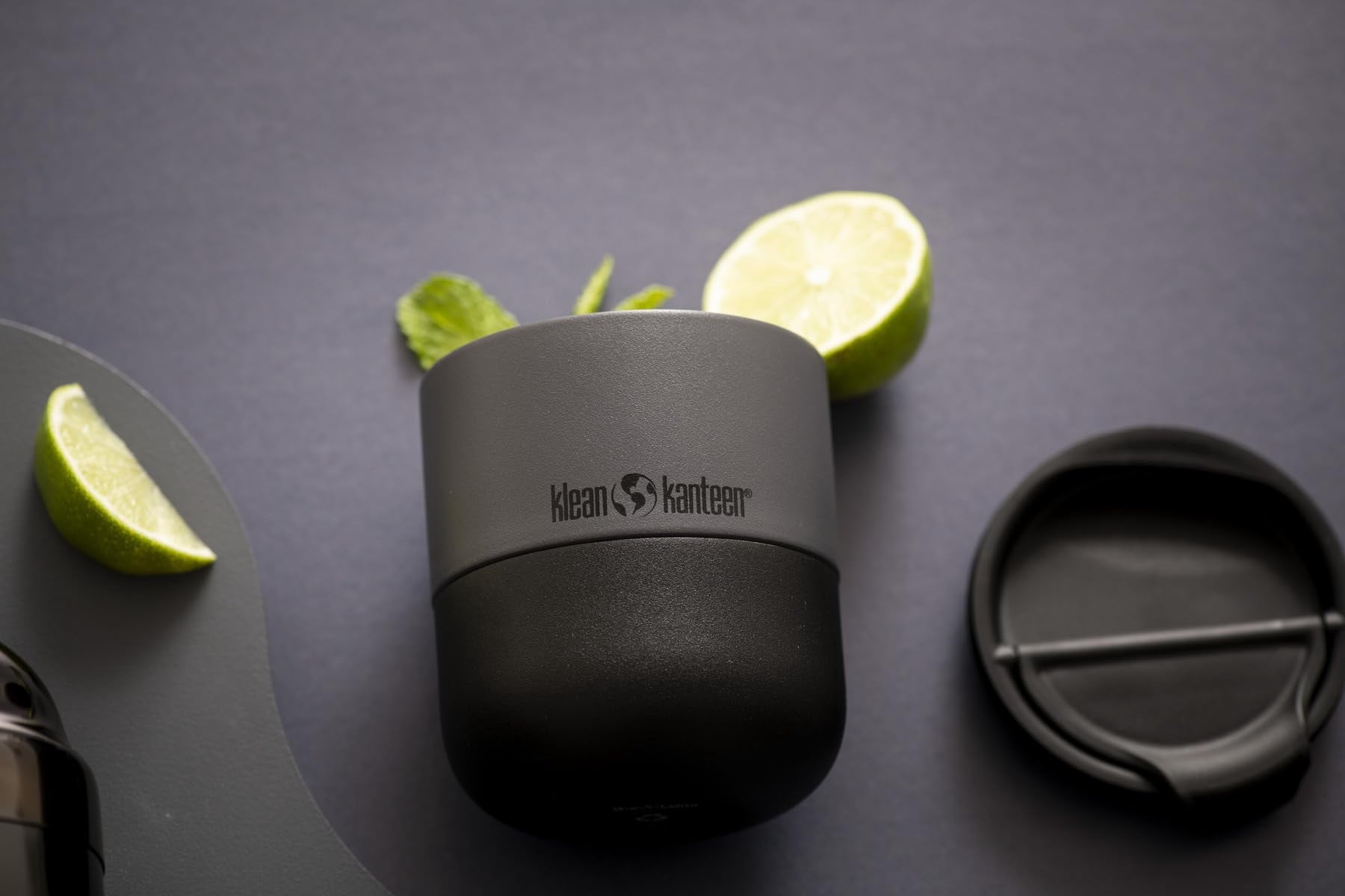 Klean Kanteen Rise Lowball Tumbler - Dishwasher-Safe Stainless Steel Tumbler for Hot & Cold Beverages - Features Splash-Proof Flip Lid - 10 oz, Asphalt