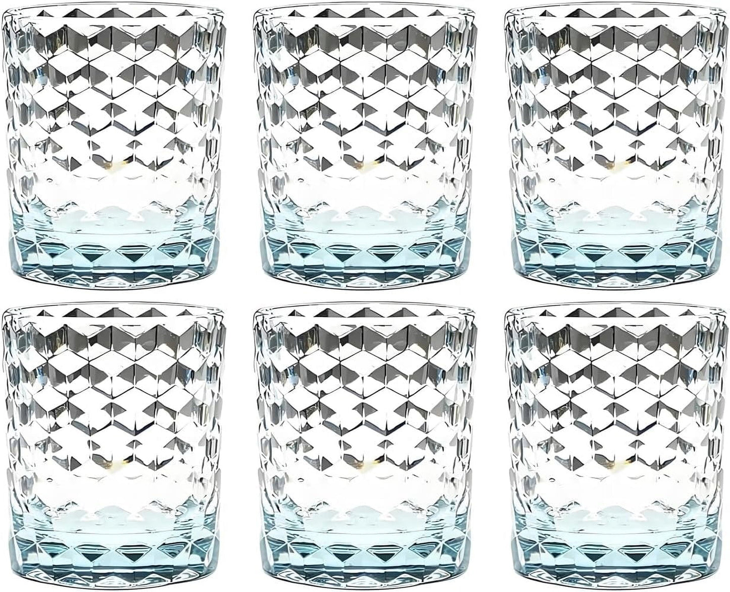 8 Oz 6-Piece Unbreakable Drinking Glasses Tritan Plastic Tumblers Dishwasher Safe BPA Free Small Acrylic Juice Glasses for Kids Plastic Water Glasses (8 Oz 6 Pieces Light Blue)