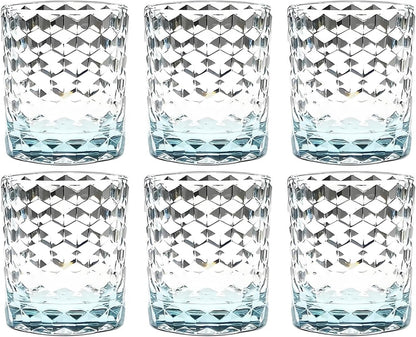 8 Oz 6-Piece Unbreakable Drinking Glasses Tritan Plastic Tumblers Dishwasher Safe BPA Free Small Acrylic Juice Glasses for Kids Plastic Water Glasses (8 Oz 6 Pieces Light Blue)