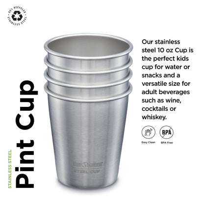 Klean Kanteen 4 Pack 10 Oz Steel Cups Brushed Steel