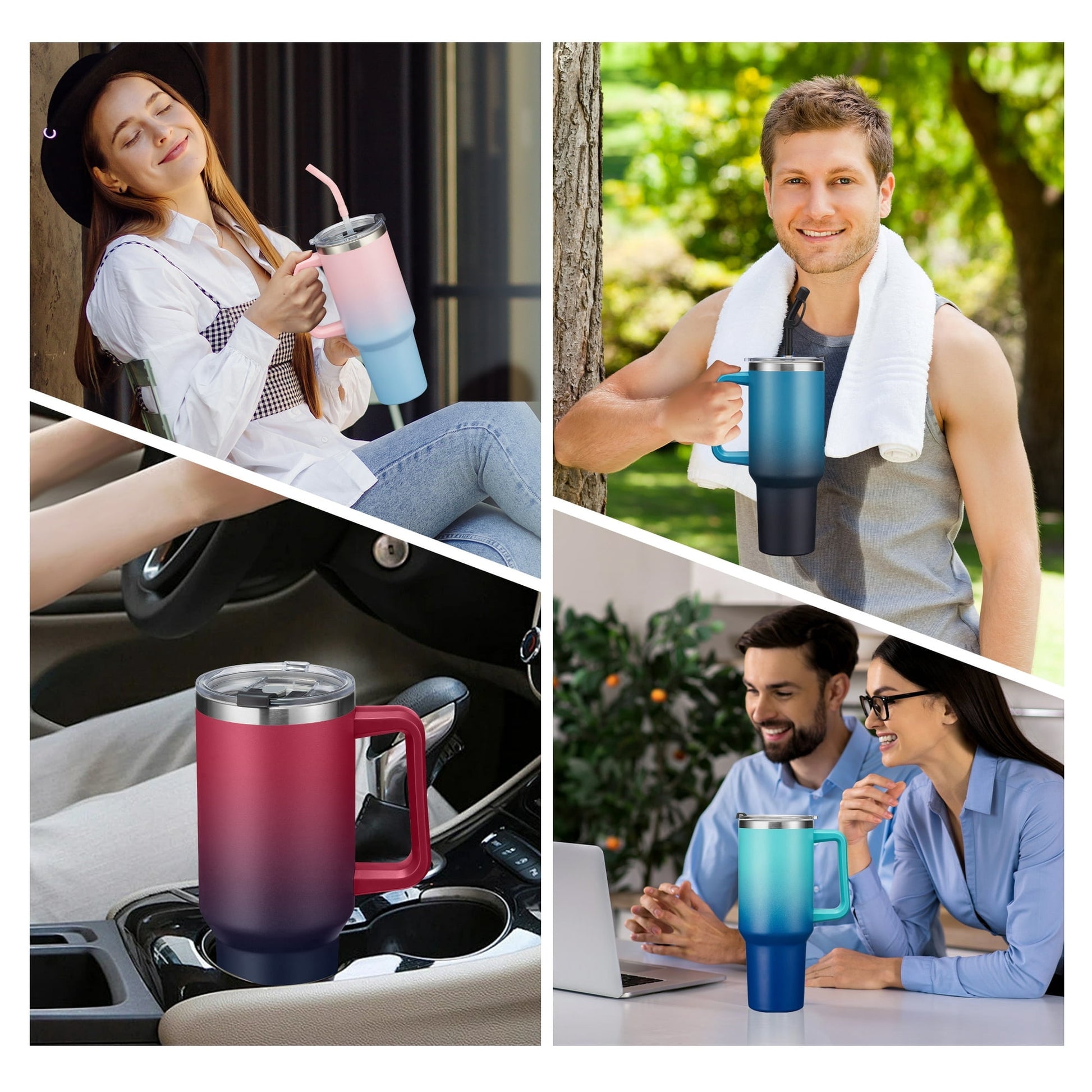 40oz Water Bottle,Insulated Tumbler with Lid and Straw,Keep Cold 34-Hrs & Hot 10-Hrs Travel Coffee Mug,Water Jug Gifts for Women Men