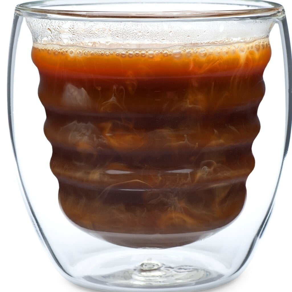 Curva Artisan Series Double Wall Beverage Glasses and Tumblers - Set of 4 Unique 8 oz Drinking Glasses