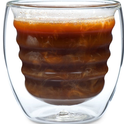 Curva Artisan Series Double Wall Beverage Glasses and Tumblers - Set of 4 Unique 8 oz Drinking Glasses