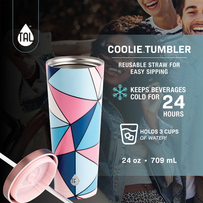 TAL Stainless Steel Coolie Tumbler 24 fl oz, Pink Geo