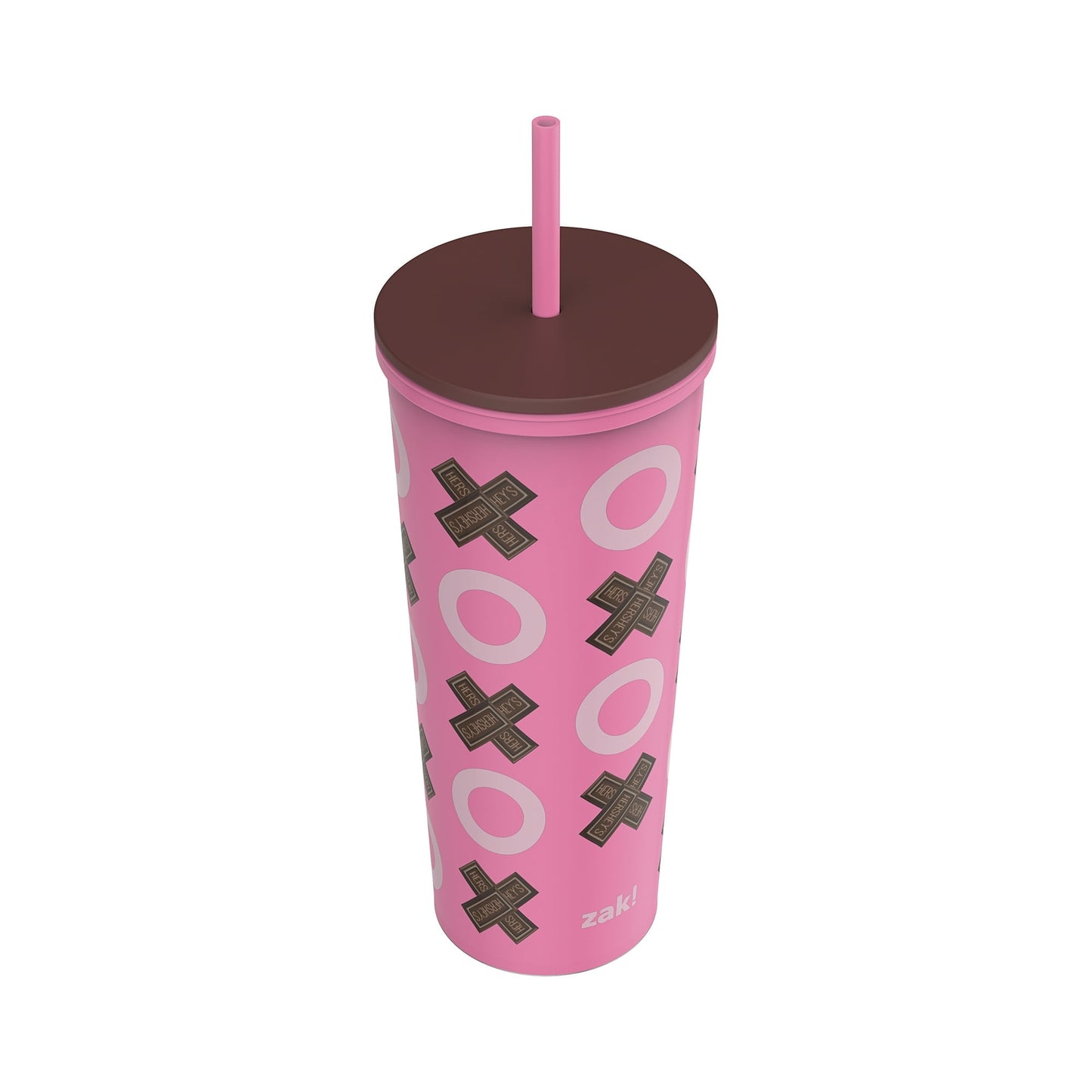 Valentine's Day 22 oz Plastic Hershey's Bar Insulated Tumbler with Straw, XO Design